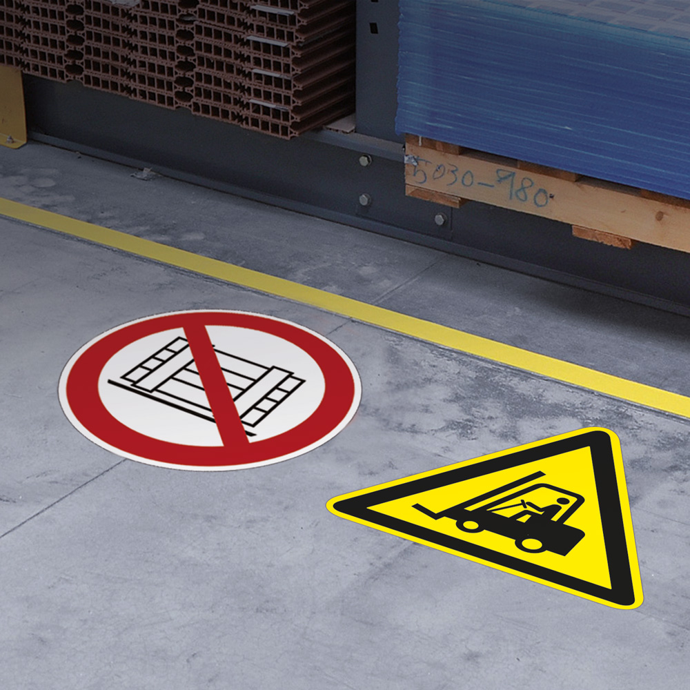 Aufkleber Schild Anti-Rutsch Bodenmarkierung Fußgänger verboten Ø300mm #3004/93 